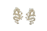Earrings Set Gold Metal Large Bling Chinese Dragon Ethnic Style